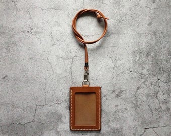 Brown Leather ID Holder Badge Holder ID Case