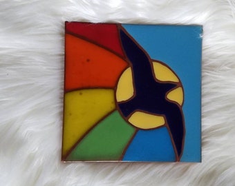Vtg Bird Tile Trivet, 1981