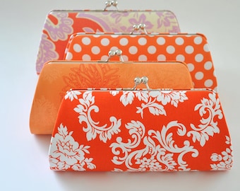 Custom clutch - Orange Clutch - Tangerine Clutch -Bridesmaid Clutch- You choose the fabric