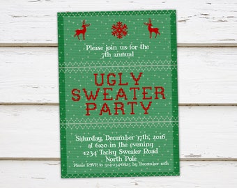 Printable Ugly Sweater Christmas Party Invitation, Funny Party, Tacky Sweater, Holiday Party, Office Party, Annual, Adults, MB247