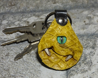 Hand Made Leather Key Chain Ring Fob With Face Eye Key Purse Charm Monster 328