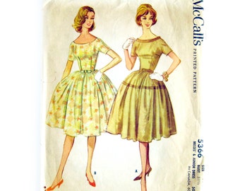 Vintage Dress Pattern / McCall's 5366 / Full Skirt / Scoop Neck V Back / Lucy Dress / Rockabilly Style / Vintage Sewing Pattern / Size 11