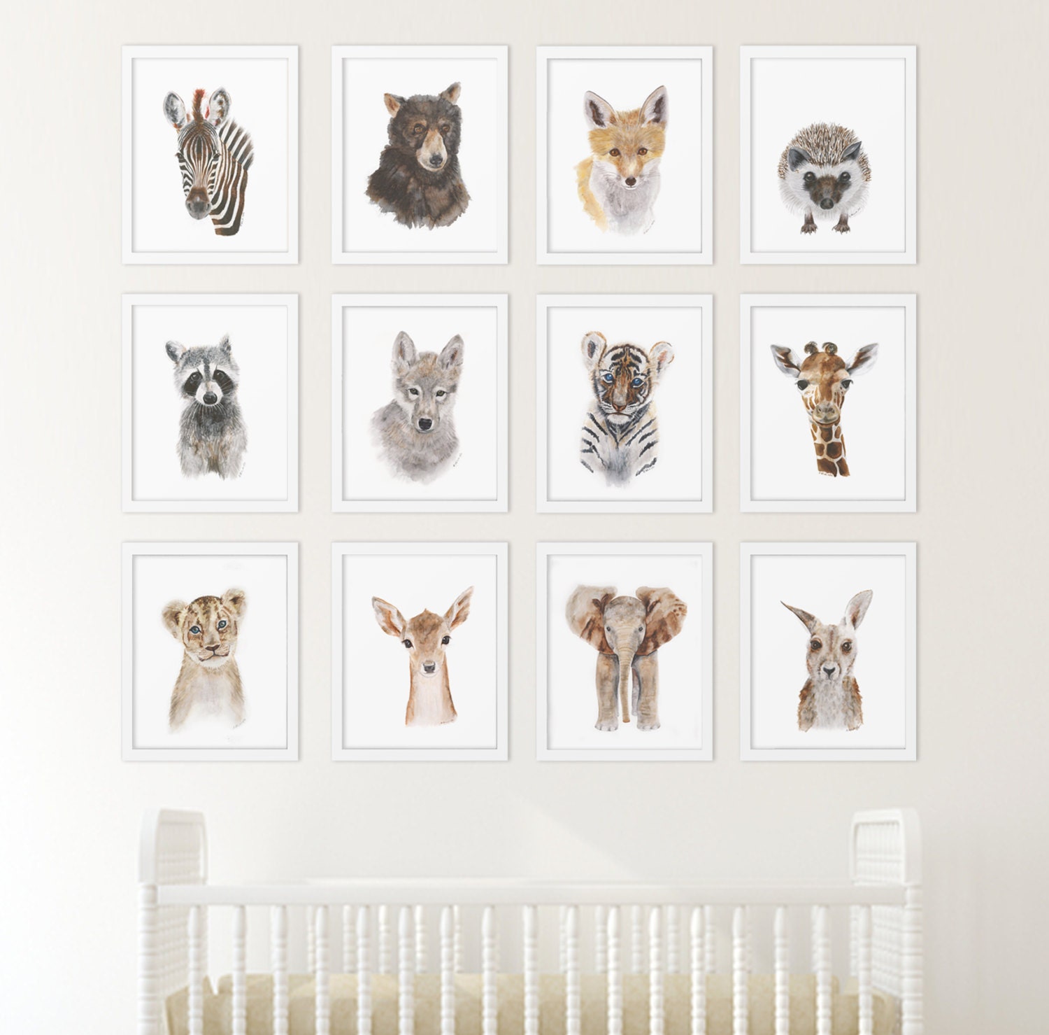 Download Set of 12 Prints Animal Art Collection Nursery Art Home