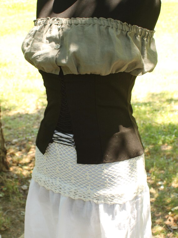 Women's Pirate corset with blouse steampunk corset