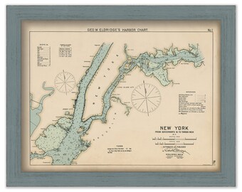 New York City - Nautical Chart by George W. Eldridge 1901 Colored Version 0301