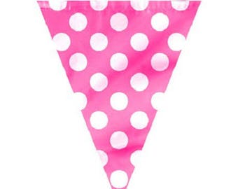 Garland banner flags-polka dots pink 3.65 m