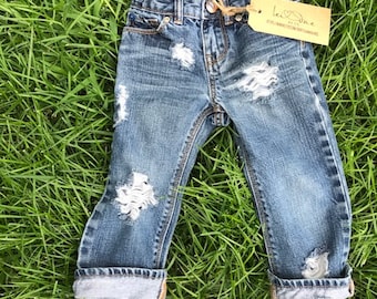 Distressed jeans for babies and toddlers
