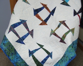 Abstract Batik throw quilt