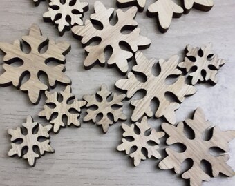 Wooden snowflakes