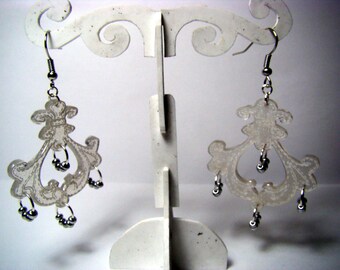 Baroque earrings with shrink plastic and silver seed beads