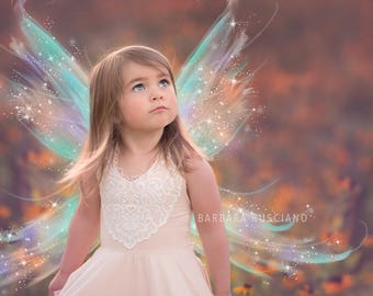 Iridescent digital fairy wings overlays, .PNG, photoshop overlay, fantasy, wings overlay, fairy overlay, photoshop, instant download