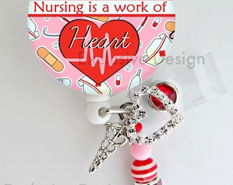 Nusring Quote badge holder~Retractable ID Badge Reel - Badge ID Reel -Nurse badge (E95)
