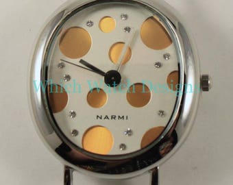 Bubble.. Rectangle or Oval Polka-Dot Solid Bar, Interchangeable Ribbon Watch Face