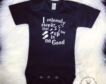 I Solemly Swear I'm Up To No Good Onesie, Harry Potter, Custom Onesie, Funny Onesie, Baby Shower, Baby Gift, Harry Potter Baby, Toddler