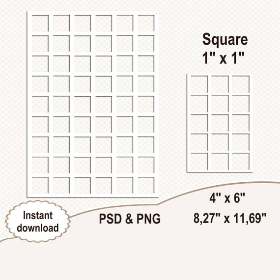 1x1 Square template. Digital template. Collage