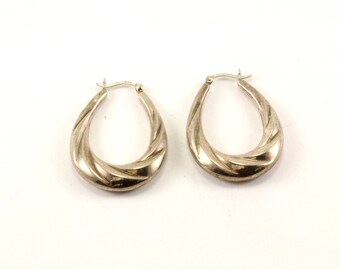 Vintage Rope Design Hoop Earrings 925 Sterling Silver ER 1144