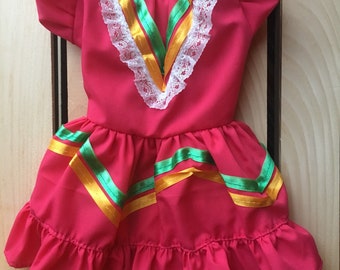 Mexicanita Dog girl costume/ Mexican Dog girl dress/ Mexican dog-outfit for Cinco de Mayo/ Cinco de Mayo Dog girl dress/ Mexican dog dress