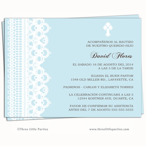 Spanish Printable Baptism Christening Invitations By
