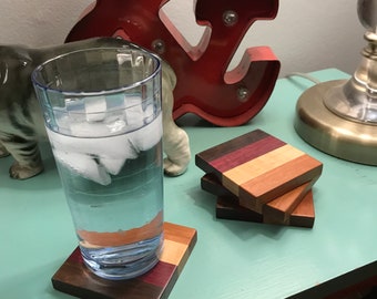 Striped Drink Coasters (4)