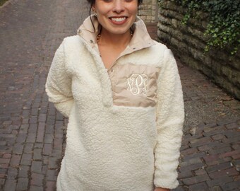 Monogrammed Fleece Sherpa Pullover | Personalized Sherpa Sweatshirt | Monogrammed Sherpa Fleece | Monogrammed Fur Sweater