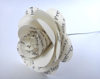 Mini White Book Page Flowers