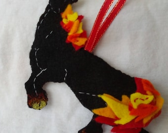horse ornament made from felt