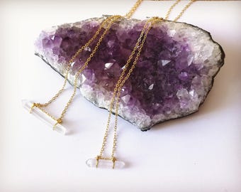 Crystal necklace, Clear quartz necklace,Quartz necklace, Crystal point necklace, Quartz pendant necklace, Gift for her, Healing crystal