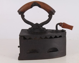 Antique Old Hand Forged Cast Iron Sad Charcoal Clothes Iron.