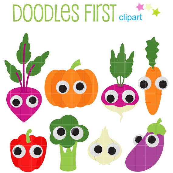 Veggies With Googly Eyes Clip Art for Scrapbooking Card Making