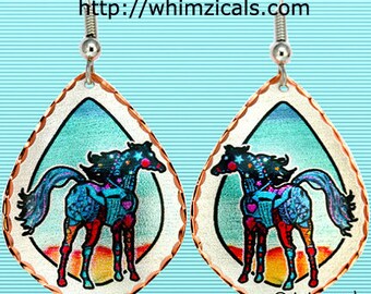 SouthWest Horse Earrings Original Art