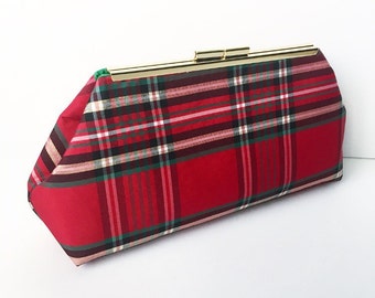 Taffeta Red Plaid Tartan Clutch
