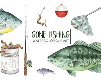 Fish Watercolor Clip Art - Fish Watercolor Clipart - Fishing Clip Art - Hand Painted Clip Art - Hand Painted Clipart - Clip Art Set