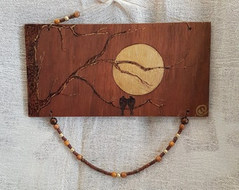 Wall Decor, Painting on Wood, Pyrography Art, Gift Idea