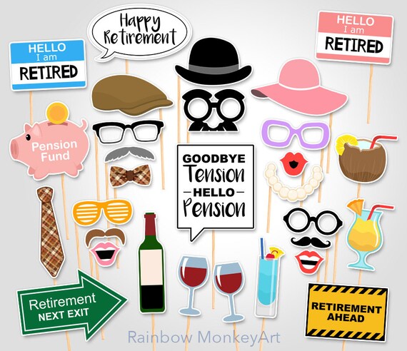 Printable Retirement Party Photo Booth Props Retirement