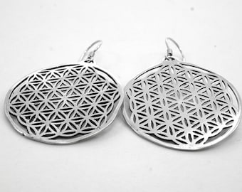 Flower of Life Silver Earrings Bali