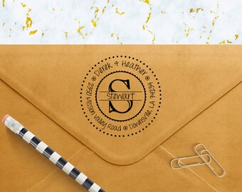 Custom Address Stamp, Self Ink Return Address Stamp, Personalized Address Stamp, Self Ink Custom Address Stamp - Bubbly Monogram