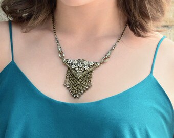 Art Deco Necklace, Great Gatsby Necklace, Bridal Necklace, Great Gatsby Jewelry, Art Deco Jewelry, Statement Necklace, Fringe Necklace N1204
