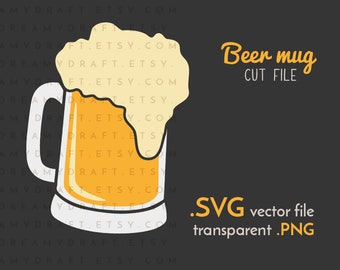 Beer mug SVG cut file | beer svg - beer glass svg - drink svg - beer clip art | SVG PNG | Cricut or silhouette cutting machine
