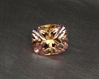 Apricot Peachy Golden Sapphire Loose Lab Created Conflict Free Handmade Precision Cut Antique Cushion Faceted Gemstone