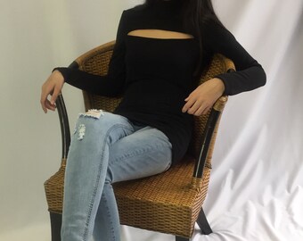 Black turtleneck with slit