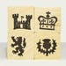 Scottish Royalty Mini Rubber Stamp Set of 4 with Castle Crown Thistle and Rampant Lion