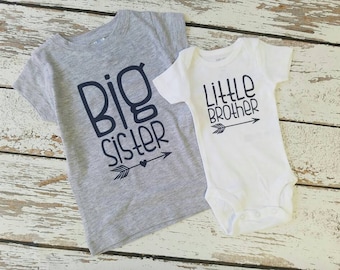 Big Sister Little Brother Outfit /Custom heart color / Big Sister and Little Brother set