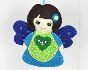 Felt angel ornament, angel Christmas ornament, handmade angel decoration, textile angel ornament, Christmas tree ornament, hanging angel..