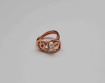 Copper & freshwater pearl ring
