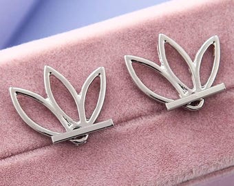 Minimalist Lotus Flower Jacket Earrings
