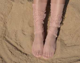 Crystal Pink tulle socks