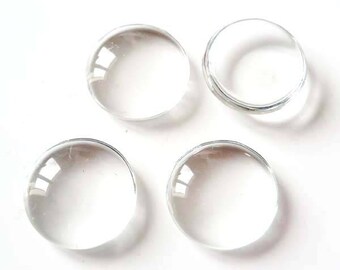 5 x glass cabochons transparent 20mm round