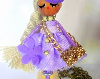 Doll necklace, Doll pendant, Poupee collier