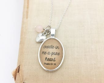 SALE Create in Me a Pure Heart. Hendersweet Necklace