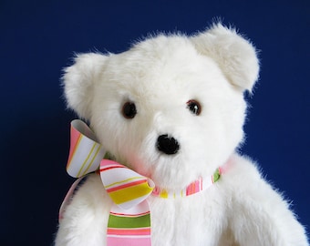 Vintage White Teddy Bear Dakin stuffed animal 1990s Toys Classic Teddy Bear Retro Toy 1990 Toy